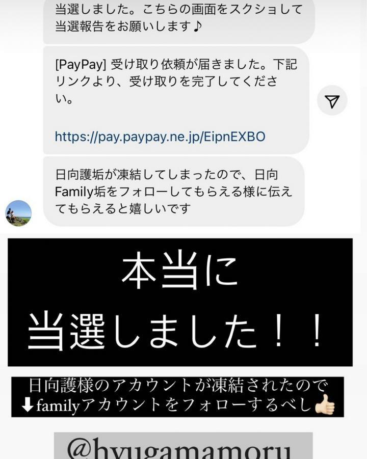 インスタで友達がこういう投稿してるけど、ほんとにセキュリティリテラシーが低すぎる。URL見ればわかるのに、気づかないのかな。。pay.paypay.ne.jp って、そもそもオフィシャルじゃないし。